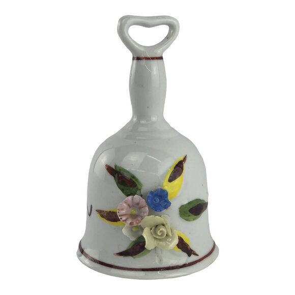 Vintage Capodimonte Porcelain Bell With Applied Floral Design - Picture 9 of 10